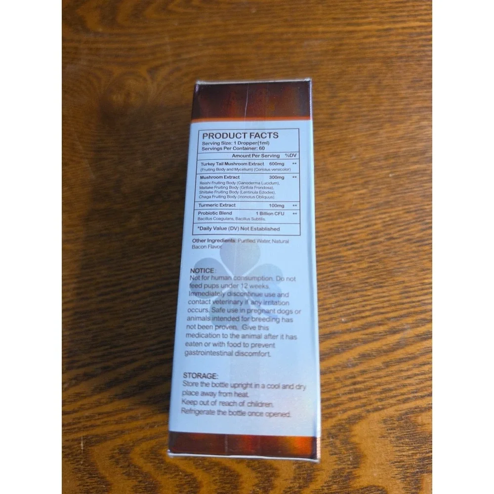 Oimmal Turkey Tail Mushroom Drops for Dogs with Probiotics & Turmeric - 2oz Immu